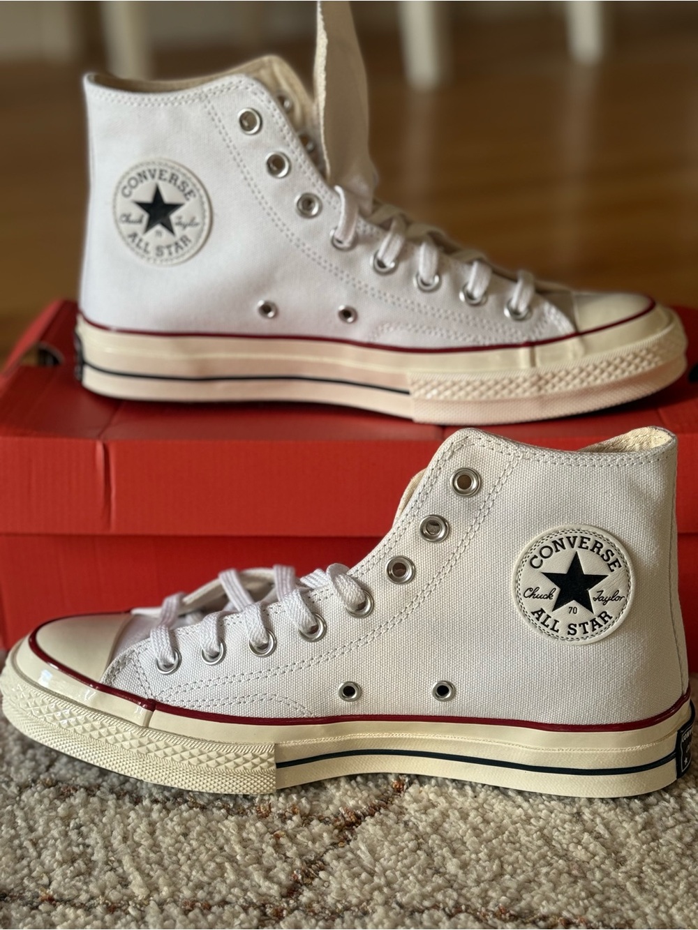 Converse Chuck 70 High Top DS White Garnet Egret Men’s 7 Women’s 9